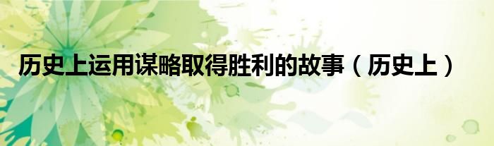 历史上运用谋略取得胜利的故事（历史上）