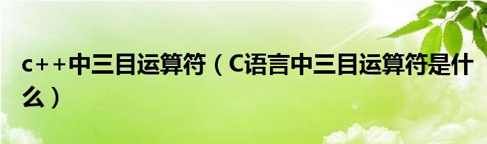 c++中三目运算符（C语言中三目运算符是什么）