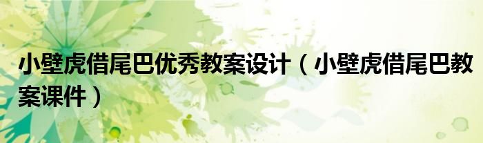 小壁虎借尾巴优秀教案设计（小壁虎借尾巴教案课件）