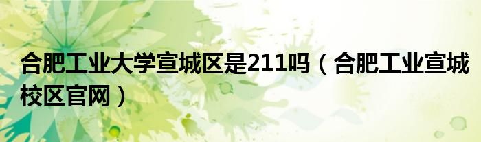 合肥工业大学宣城区是211吗（合肥工业宣城校区官网）