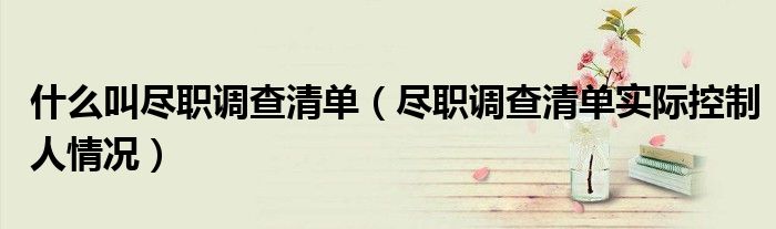 什么叫尽职调查清单（尽职调查清单实际控制人情况）