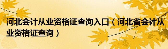 河北会计从业资格证查询入口（河北省会计从业资格证查询）