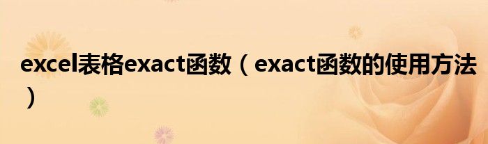 excel表格exact函数（exact函数的使用方法）