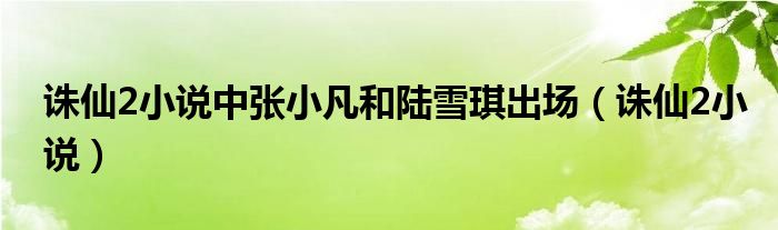 诛仙2小说中张小凡和陆雪琪出场（诛仙2小说）