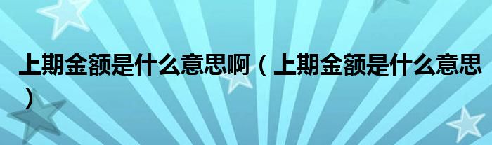 上期金额是什么意思啊（上期金额是什么意思）