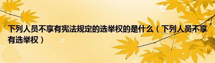 下列人员不享有宪法规定的选举权的是什么（下列人员不享有选举权）