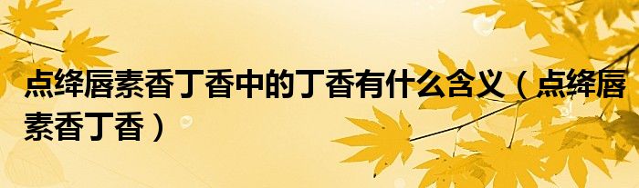 点绛唇素香丁香中的丁香有什么含义（点绛唇素香丁香）
