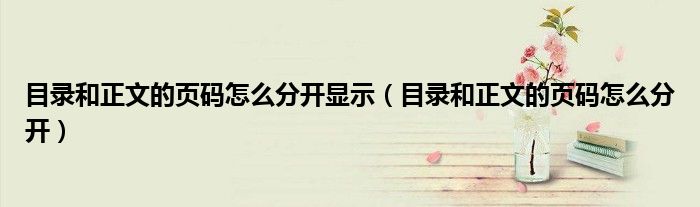 目录和正文的页码怎么分开显示（目录和正文的页码怎么分开）
