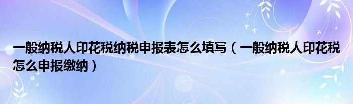 一般纳税人印花税纳税申报表怎么填写（一般纳税人印花税怎么申报缴纳）