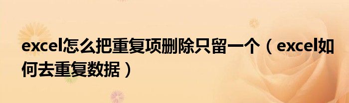 excel怎么把重复项删除只留一个（excel如何去重复数据）