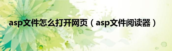 asp文件怎么打开网页（asp文件阅读器）