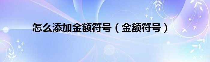 怎么添加金额符号（金额符号）