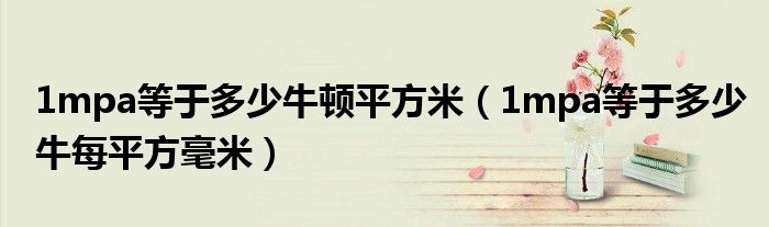 1mpa等于多少牛顿平方米（1mpa等于多少牛每平方毫米）