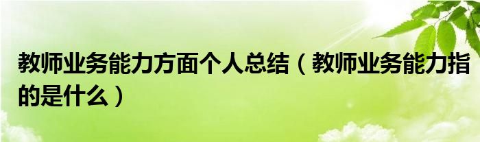 教师业务能力方面个人总结（教师业务能力指的是什么）