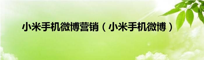 小米手机微博营销（小米手机微博）
