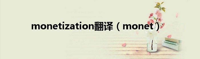 monetization翻译（monet）