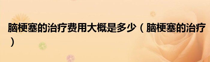 脑梗塞的治疗费用大概是多少（脑梗塞的治疗）