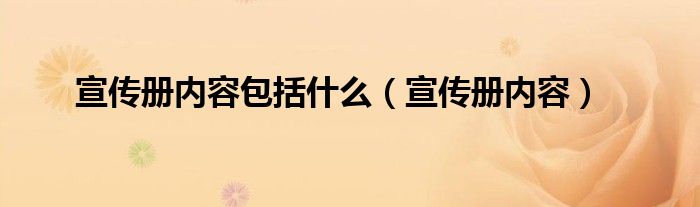 宣传册内容包括什么（宣传册内容）