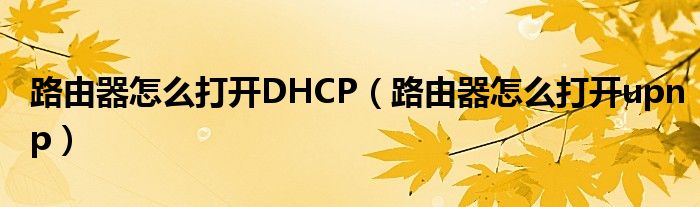 路由器怎么打开DHCP（路由器怎么打开upnp）
