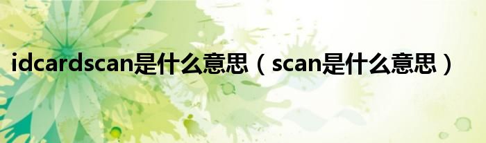 idcardscan是什么意思（scan是什么意思）