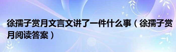 徐孺子赏月文言文讲了一件什么事（徐孺子赏月阅读答案）