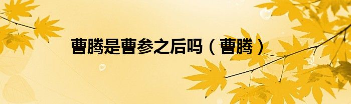 曹腾是曹参之后吗（曹腾）