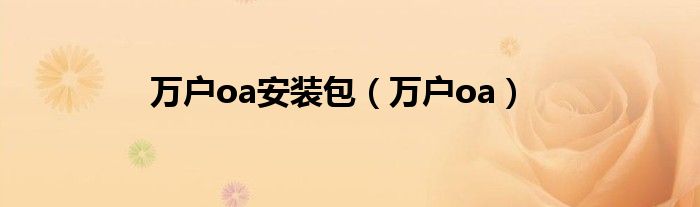 万户oa安装包（万户oa）