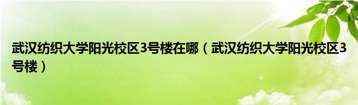 武汉纺织大学阳光校区3号楼在哪（武汉纺织大学阳光校区3号楼）