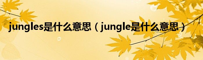 jungles是什么意思（jungle是什么意思）