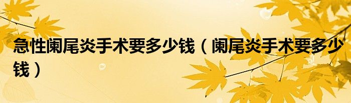 急性阑尾炎手术要多少钱（阑尾炎手术要多少钱）