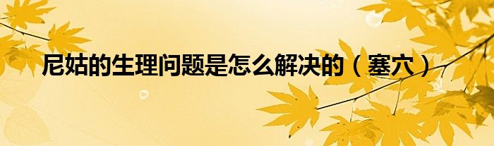 尼姑的生理问题是怎么解决的（塞穴）