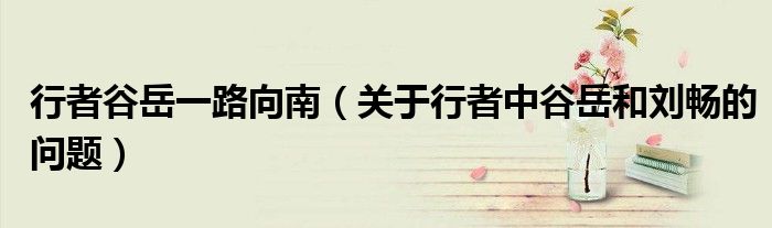 行者谷岳一路向南（关于行者中谷岳和刘畅的问题）