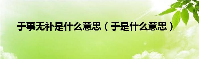 于事无补是什么意思（于是什么意思）