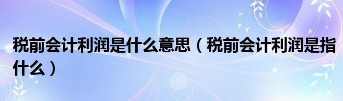税前会计利润是什么意思（税前会计利润是指什么）
