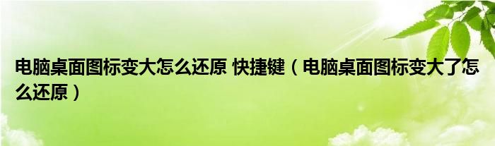 电脑桌面图标变大怎么还原 快捷键（电脑桌面图标变大了怎么还原）