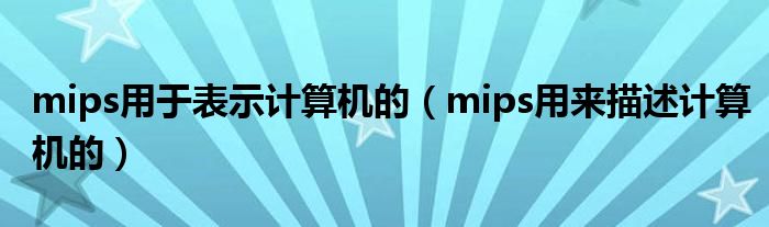 mips用于表示计算机的（mips用来描述计算机的）