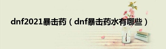 dnf2021暴击药（dnf暴击药水有哪些）