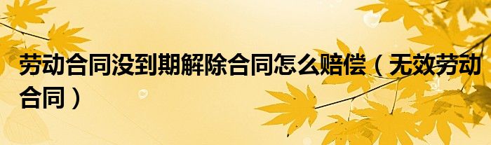 劳动合同没到期解除合同怎么赔偿（无效劳动合同）