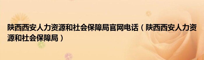 陕西西安人力资源和社会保障局官网电话（陕西西安人力资源和社会保障局）