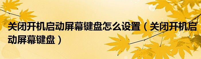 关闭开机启动屏幕键盘怎么设置（关闭开机启动屏幕键盘）
