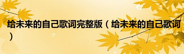 给未来的自己歌词完整版（给未来的自己歌词）