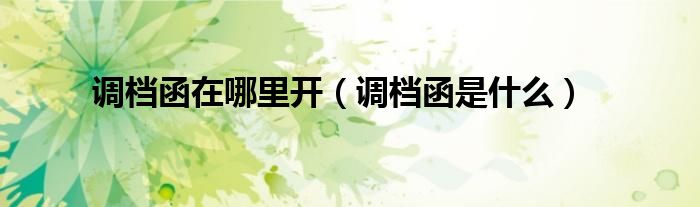调档函在哪里开（调档函是什么）