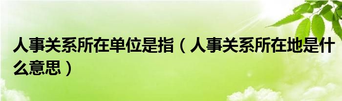 人事关系所在单位是指（人事关系所在地是什么意思）