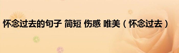 怀念过去的句子 简短 伤感 唯美（怀念过去）