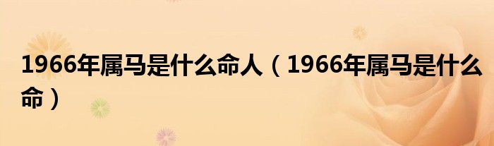 1966年属马是什么命人（1966年属马是什么命）
