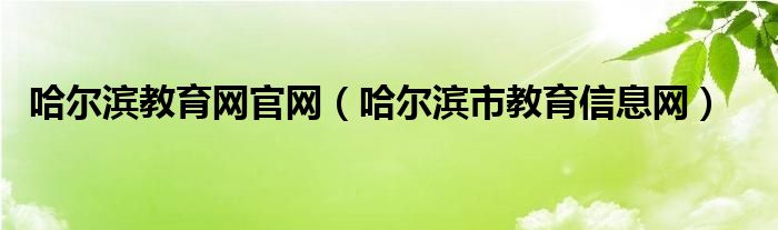 哈尔滨教育网官网（哈尔滨市教育信息网）