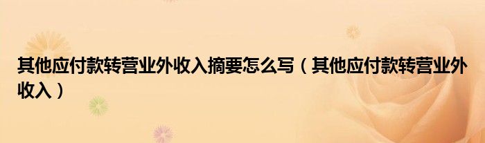 其他应付款转营业外收入摘要怎么写（其他应付款转营业外收入）