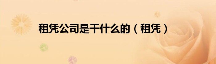 租凭公司是干什么的（租凭）