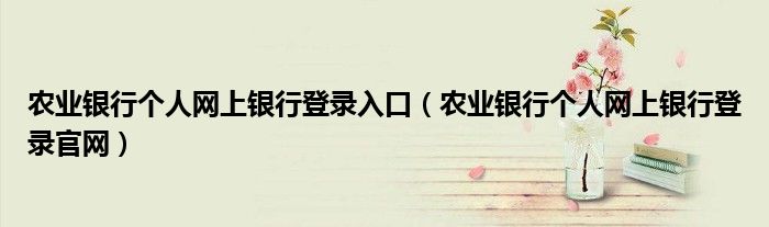 农业银行个人网上银行登录入口（农业银行个人网上银行登录官网）