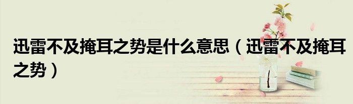 迅雷不及掩耳之势是什么意思（迅雷不及掩耳之势）